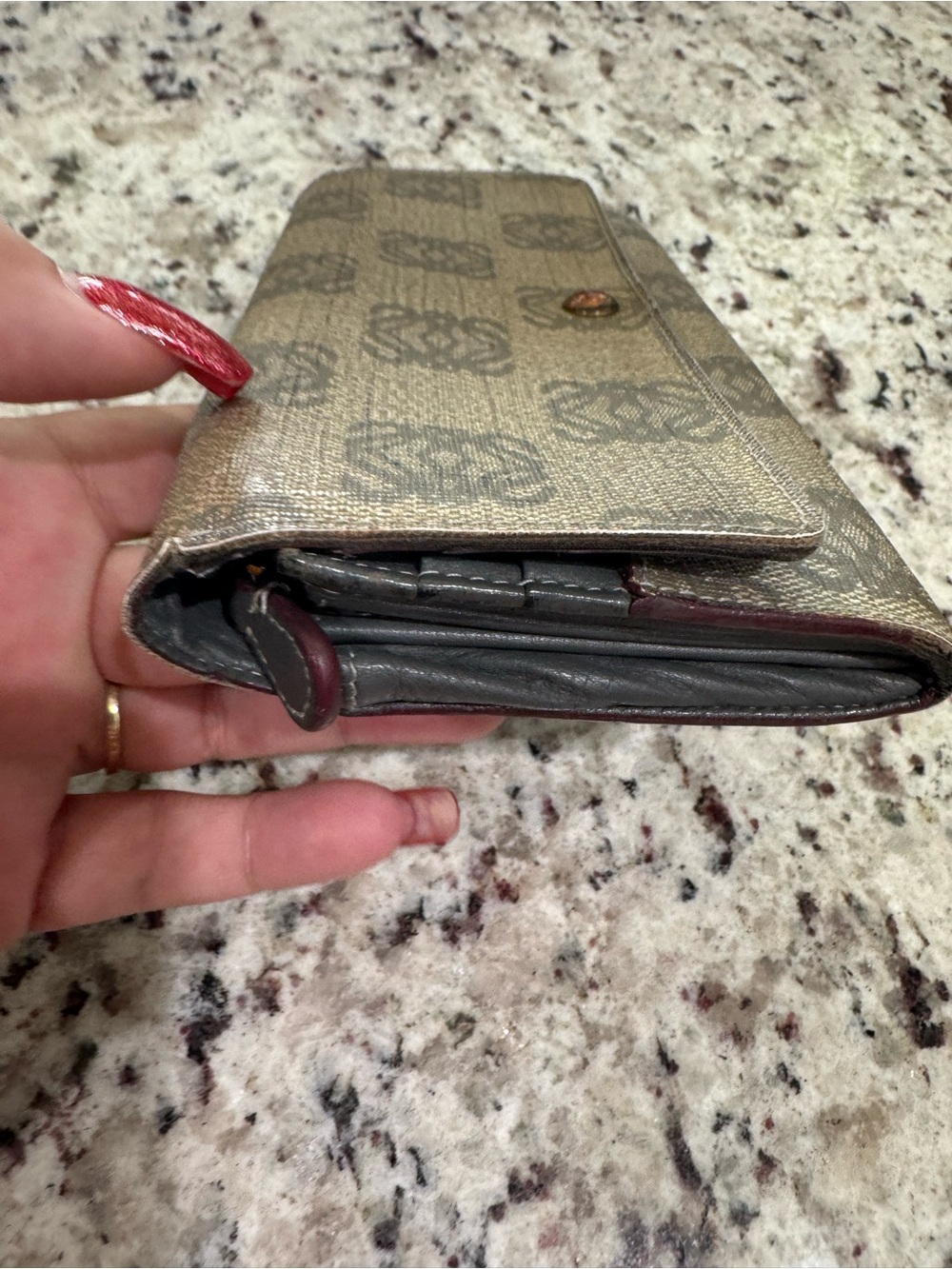 Loewe Patterned Beige Canvas Clutch Wallet - Picture 3 of 10